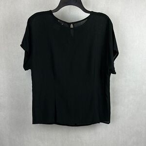 Vtg Carole Little Crinkle Top Black Dolman Sleeve Shell Casual Blouse Sz 6